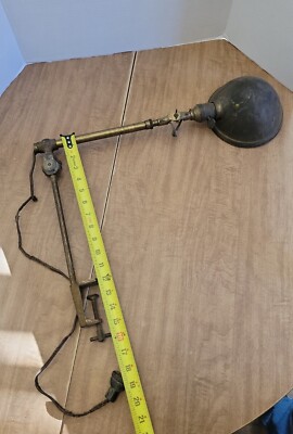 Vintage 1905 Industrial O.C. White Brass Coated Articulating Light Lamp 