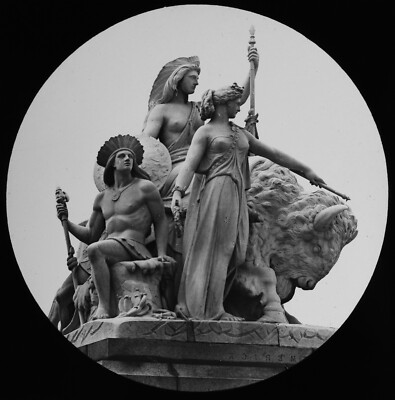 THE ALBERT MEMORIAL - AMERICA C1890 PHOTOGRAPH Magic Lantern Slide LONDON