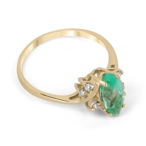 1.79tcw Vintage Styled Colombian Emerald-Marquise Cut & Diamond Accent Ring 14K - Picture 2 of 10