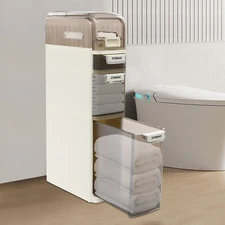 Slim Bathroom Storage Cabinet, Narrow Bathroom Storage, Mobile Storage Organizer