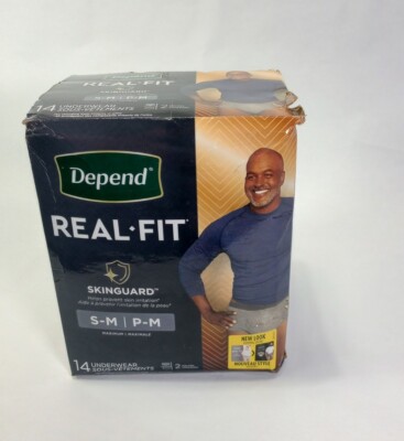 Depend Discreet Men's Real Fit Underwear Maximum Absorbency S/M 115-190lb  14 Ct