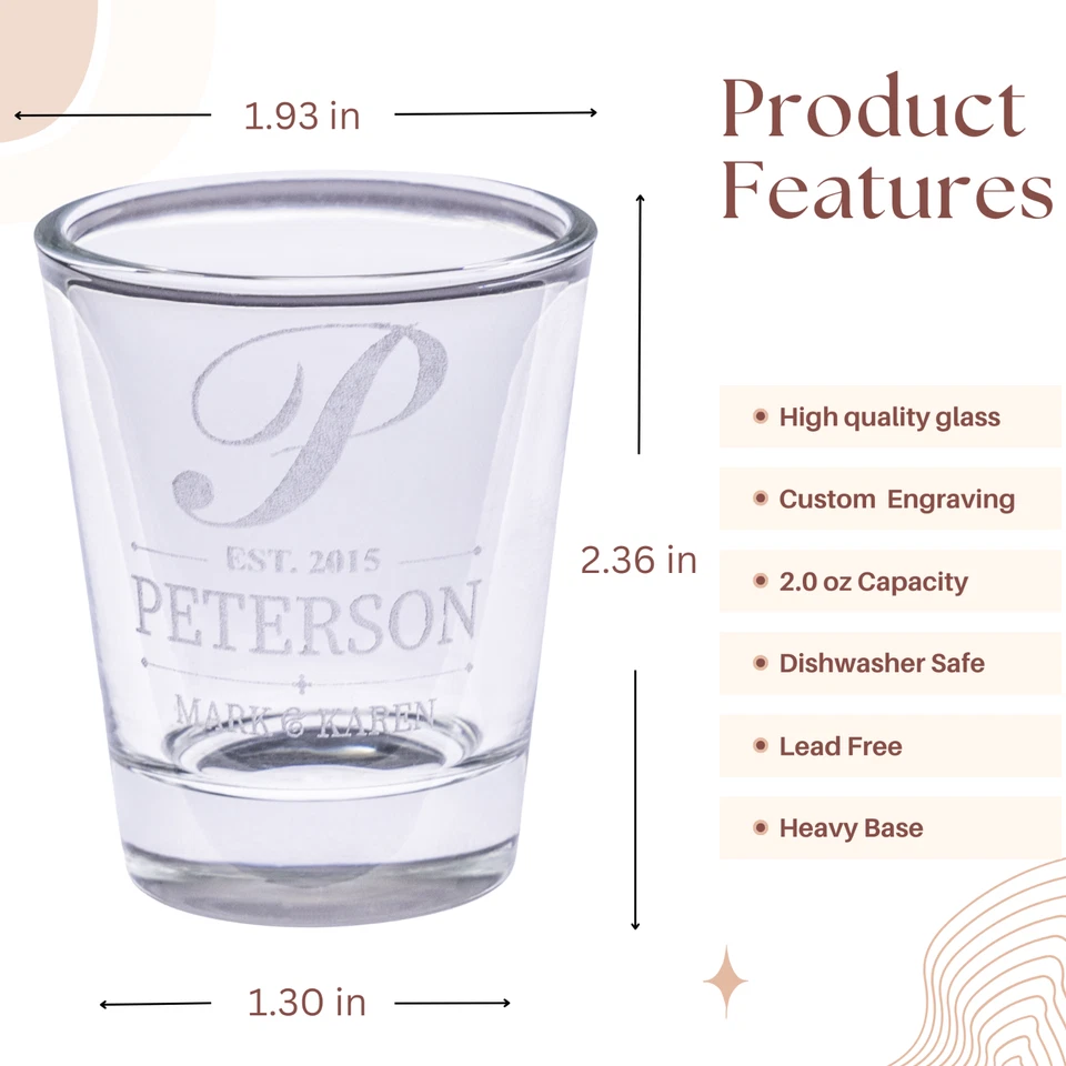 Juego de 2 vasos de chupito personalizados - vasos de chupito grabados de 2 oz Foto 4 de 4