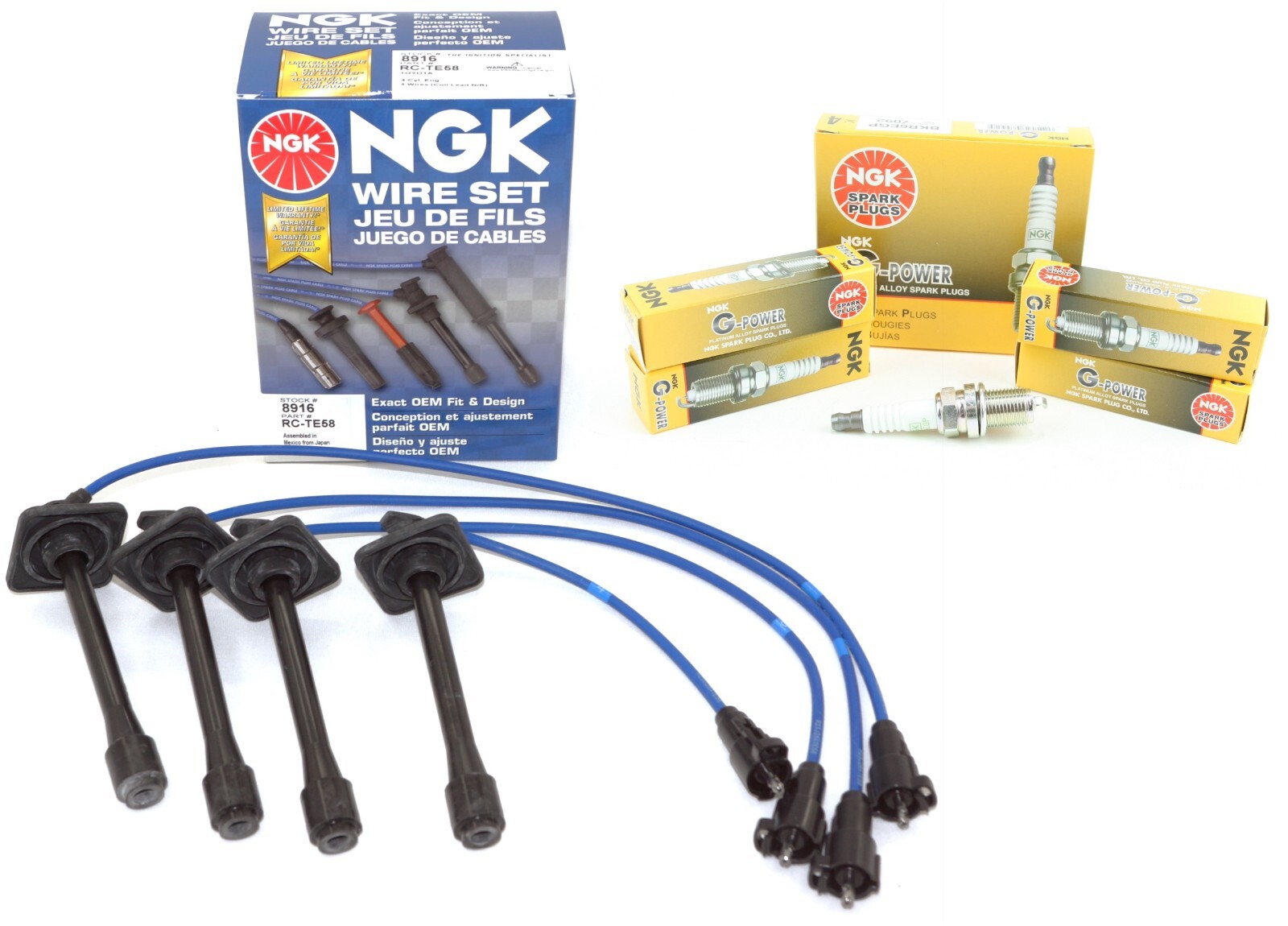 NGK Kit Wire Set and 4 Spark Plugs for 97-01 Toyota Camry Rav4 Solara 2.0L 2.2L
