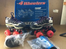 Skechers Sport 4 Wheelers Roller Skates Navy Hot Pink Girls Size 1 w/Box