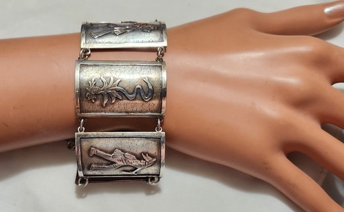 STERLING CASA PRIETO BRACELET AZTEC WARRIORS 7.5"