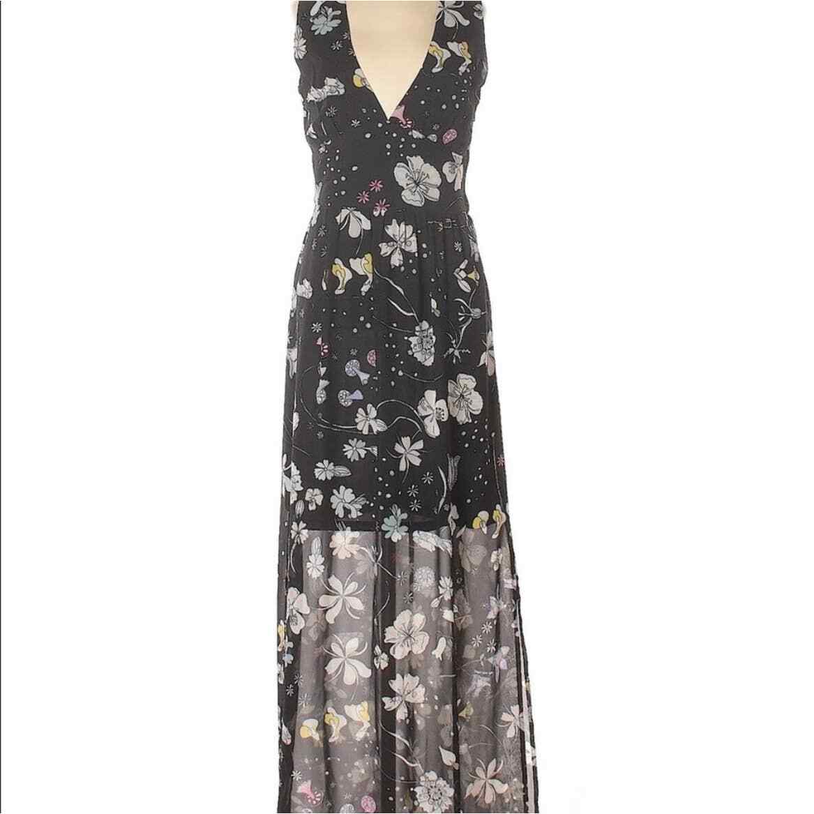 h&m conscious maxi dress H&M HM Conscious Chiffon Long Wide Dress Powder Pink / Blue Multicolor  FLORAL