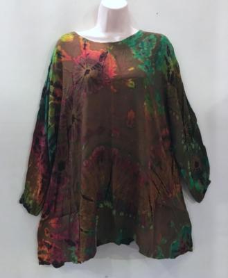 Sacred Threads Hippie Boho Festival Big Sharkbite Mudmee Tie Dye Top 218706 D