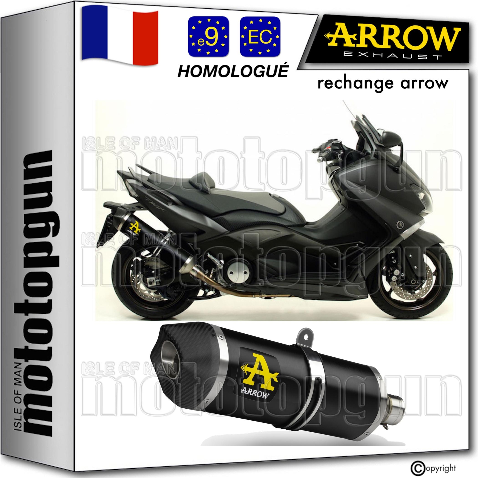 Échappement Arrow C Race-Tech noir homologué pour Yamaha Tmax 530 2015