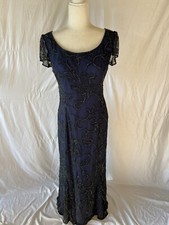 Vintage 90  s Black Blue Silk Sheer Beaded Goth Fairy Gown