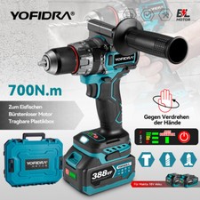 YOFIDRA® Akku Bohrschrauber Bürstenloser Motor Akkuschrauber 2-Gang Akkubohrer