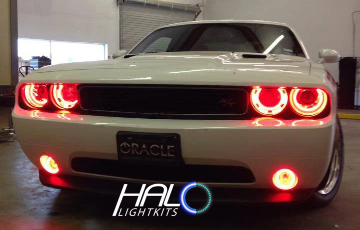 2008-2014 DODGE CHALLENGER RED PLASMA HALO HEADLIGHT RINGS KIT by ORACLE - Image 3 of 4