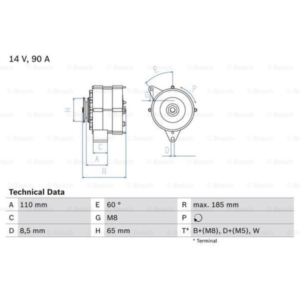 Bosch Generator Lichtmaschine 90A 14V FüR VW LT 40-55 I Pritsche/Fahrgestell-image