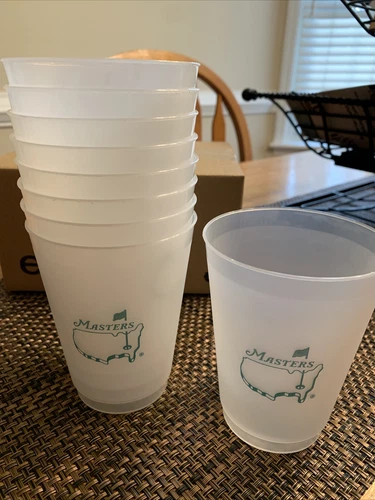 Set Of 6 - Undated Official Masters Golf Frosted Plastic Drink Cup  Augusta MED