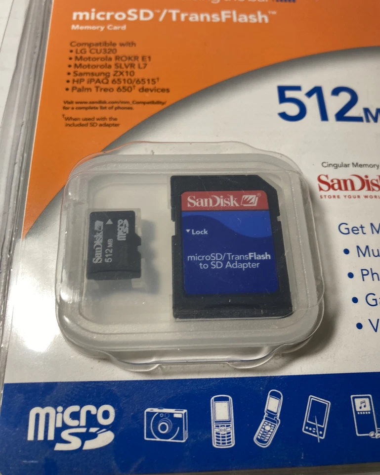 Cingular MicroSD / Transflash 512MB Sandisk Memory Card New - Image 2 of 4