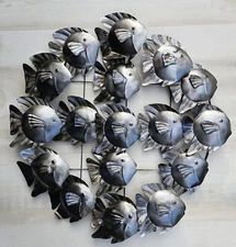 TROPICAL FISH METAL WALL MOUNT HANGING  POOL PATIO DECOR BEACH TIKI  ISLAND 