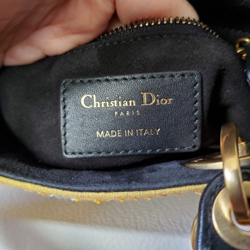 Multicolored Lady Dior Yellow Embroidered Canvas gold Hw Beaded Sword Mini Bag - Picture 17 of 22