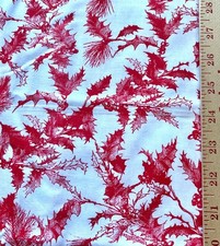 Red Holly Pattern Cotton Fabric 44 X 1 yard