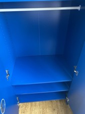 Blue Freestanding 2 Door Wardrobe Hanging Rail Shelves Wood Composite 150cm