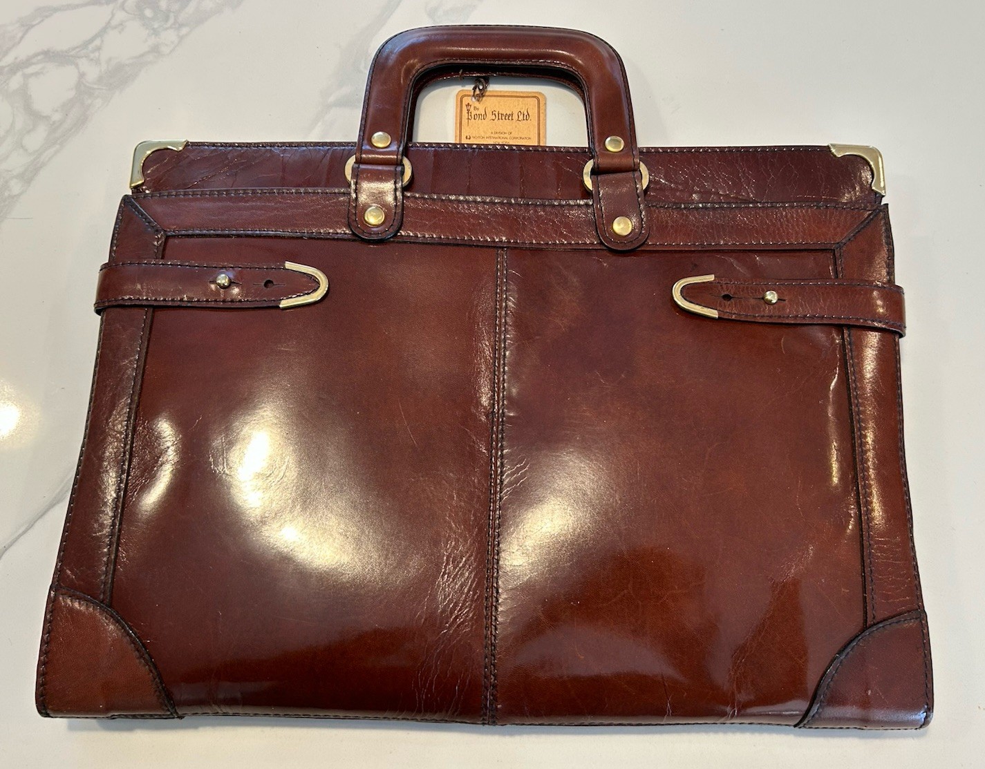 Vintage Bond Street Cordovan Leather Briefcase W/Legal Size Folio- Made In Italy