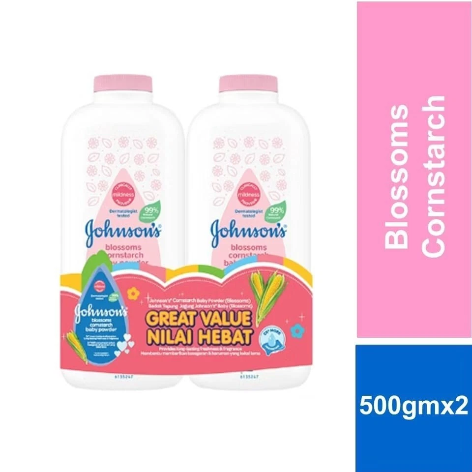 Johnson's Baby Blossom Talc Powder 500g x 2 | Twin Pack