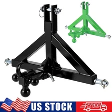 3-Point Quick Hitch 2" Receiver & Ball Hitch with Towing Hook for Cat 1 Tractors