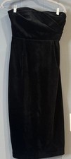 Express Size Small Midi Sheath Dress Womens Black Strapless Velvet Party Formal