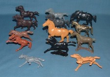 VINTAGE PLASTIC HORSE FIGURES 13 - MIXED LOT UNMARKED - USED