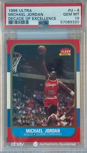 1996 FLEER DECADE OF EXCELLENCE #4 MICHAEL JORDAN PSA 10 💎GEM MINT💎 GOAT BULLS