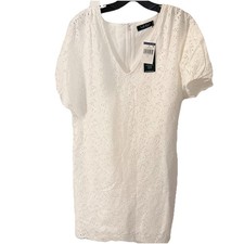 Lauren Ralph Lauren Cotton Eyelet Dress Lined V-Neck Scalloped Hem Sz 4 NWT