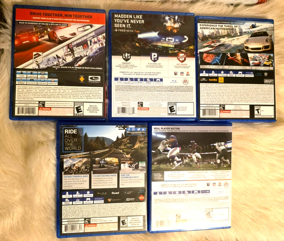 Lote de 5 Videojuegos PlayStation PS4 Crew 2, Ride 2, Madden 18 y 19, Driveclub Foto 2 de 4