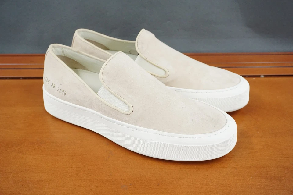 Common Projects Slip On Shoes Womens 38 / 8 Beige Suede Casual Minimalist Italy - Image 3 of 4