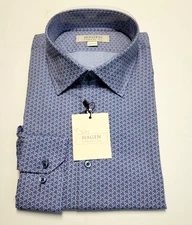 $198 NEW Hagen Button Sport Shirt CARMEL FIT Men LARGE L Blue Red FLORAL Cotton