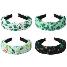4 Pack St Patrick's Day Headbands Irish Green Shamrock Hair Accessories for W...