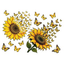 Sunflowerutterfly Car Stickers, Yellow Floralutterfly Car Decals Made of B