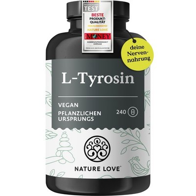 NATURE LOVE  L-Tyrosin 240 Kapseln - 1000 mg pro Tagesdosis - aus Fermentation