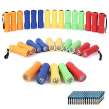 30-Pack Small Mini Flashlight Set, 5 Colors, 9-LED Handheld 30 Pack