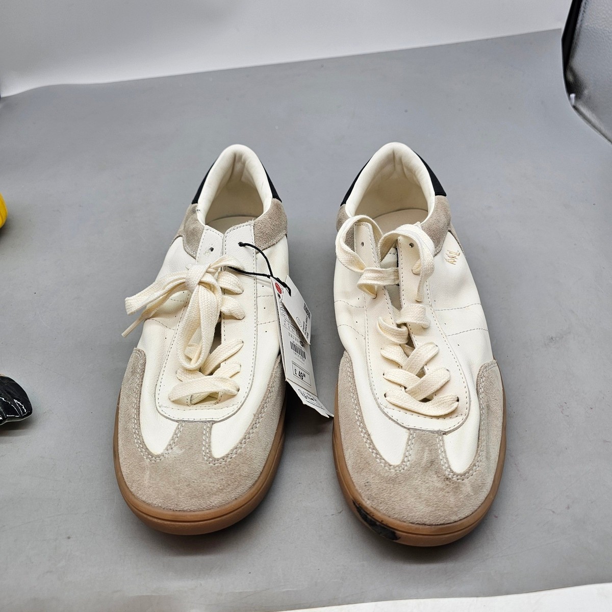 Zara Leather Suede Sneakers Cream Tan Gum Sole Trainers 5451/210/202 Mens 10