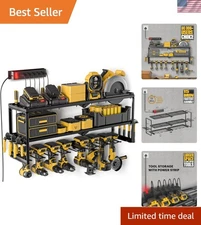 3-Layer Power Tool Shelf with Robust Charging Station | Home Workshop Essential