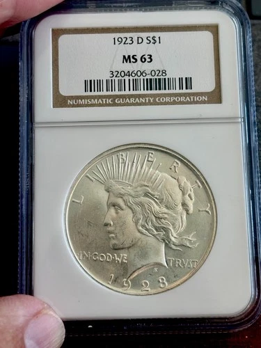 1923 D Peace Silver Dollar MS63 NGC PQ