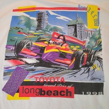 Vintage 90s Toyota Racing Long Beach Grand Prix 1998 Tee T Shirt L Made In USA