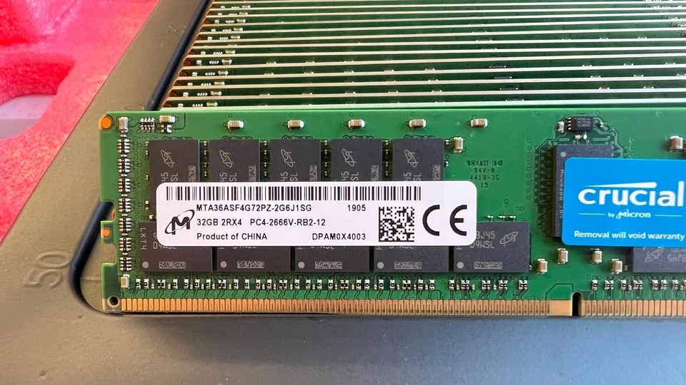 Micron 32GB Single Rank x4 DDR4-2666 ECC Memory MTA36ASF4G72PZ-2G6J1SG - Image 2 of 2