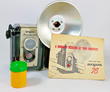 Argus Seventy-five Black Vintage Box Camera with Flash, Owner's Manual.