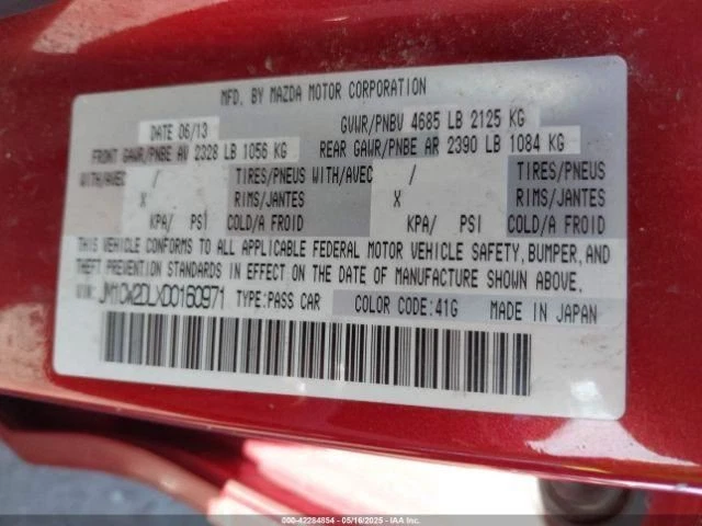 Mazda 5 2013 conductor parasol izquierdo bronceado usado furgoneta de 4 puertas OEM 268-10323L Foto 2 de 4