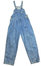 Vintage 90s GUESS Georges Marciano USA Denim Overalls Womens 1 Pleated Bib Jeans
