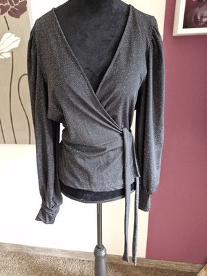 NEU! Elegante Abend- Party- Wickel Bluse allover Glitzer *ONLY Gr. M 38/40