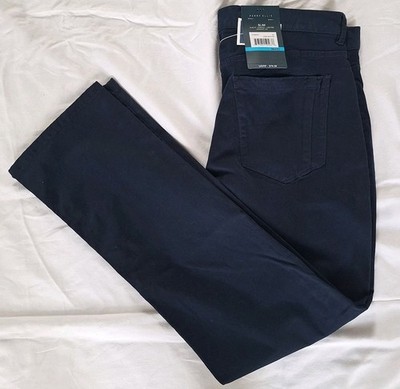 Perry Ellis Slim Fit Dress Pants Mens 36x32 Navy Blue Stretch NWT