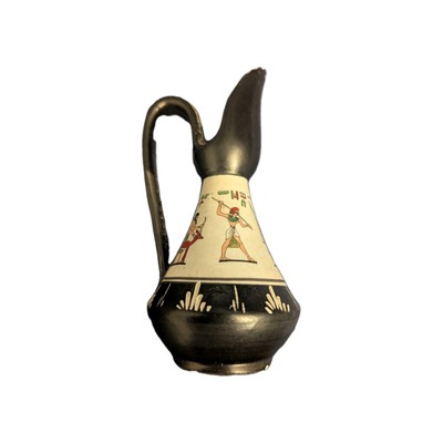 Handgefertigter Keramik Krug Wasserkrug Vase Made in Greece schwarz/beige 6'' Spartans