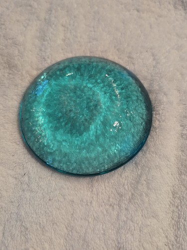Fire & Light Recycled Glass Round Aqua Turquoise Round  Paperweight 14 Oz, WOW