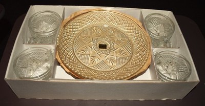 Antique Luminarc Crystal 12 pc. snack set by J.G. Durand, New in Original Box