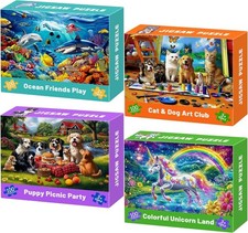 100 Piece Puzzles for Kids Ages 4-6, 4 in 1 Jigsaw Puzzles for Kids Ages 6-8, Se